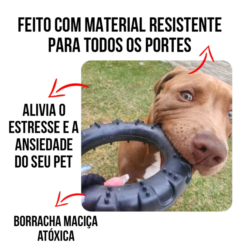 Brinquedo Pneu Cachorro Mordedor Pet Borracha Resistente Com Ou Sem Corda