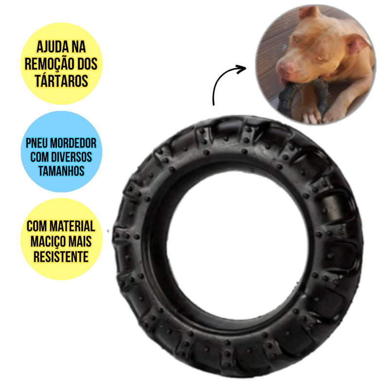 Brinquedo Pneu Cachorro Mordedor Pet Borracha Resistente Com Ou Sem Corda