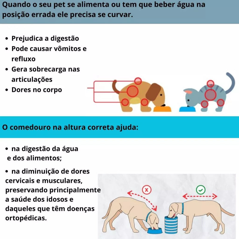 Comedouro Pet Suspenso Para Cães e Elevado