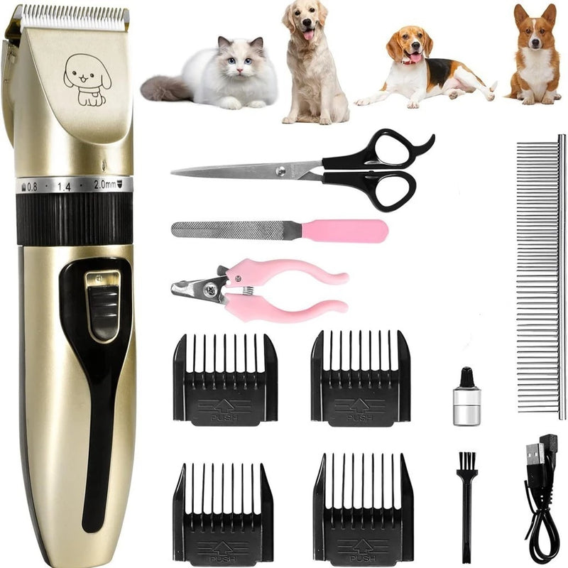 Kit Máquina Para Tosar Pet + Tesoura + Pente + Lixa Máquina Profissional Para Cachorro