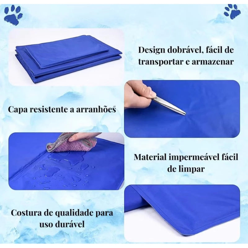 Tapete Pet Gelado Refrescante Grande Verão Para Cães Gatos 50x65cm